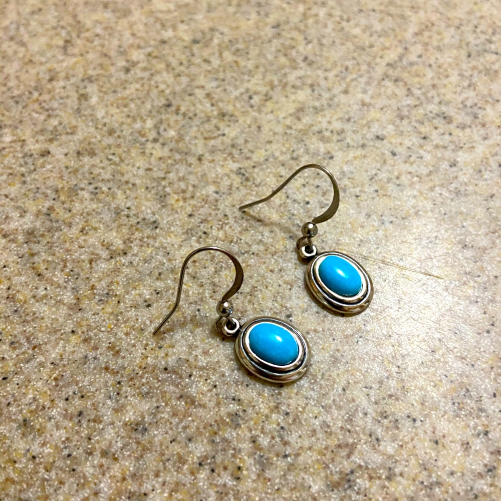 Never worn real turquoise and silver earrings